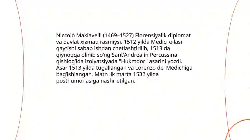 Makiavellining "Hukmdor"asari boʻyicha 3