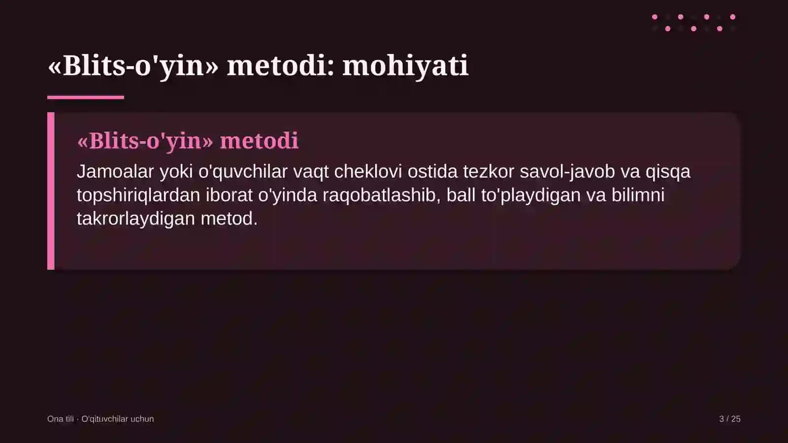 ona tili darslarida blits o'yin metodidan foydalanish 1415 3