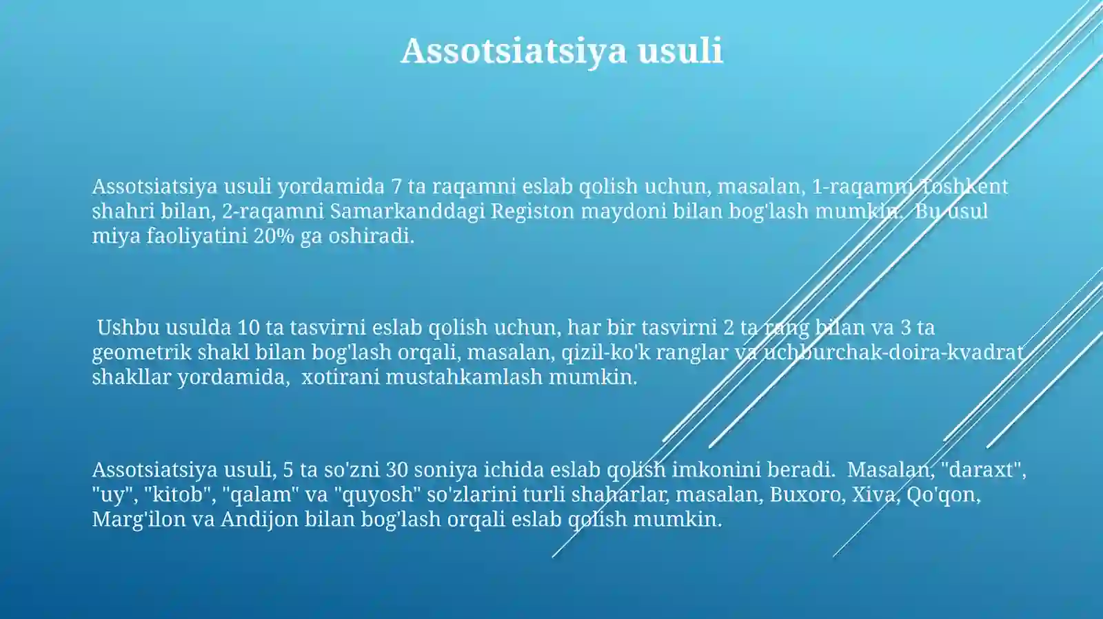 Xotira Texnikalari va Usullari 3
