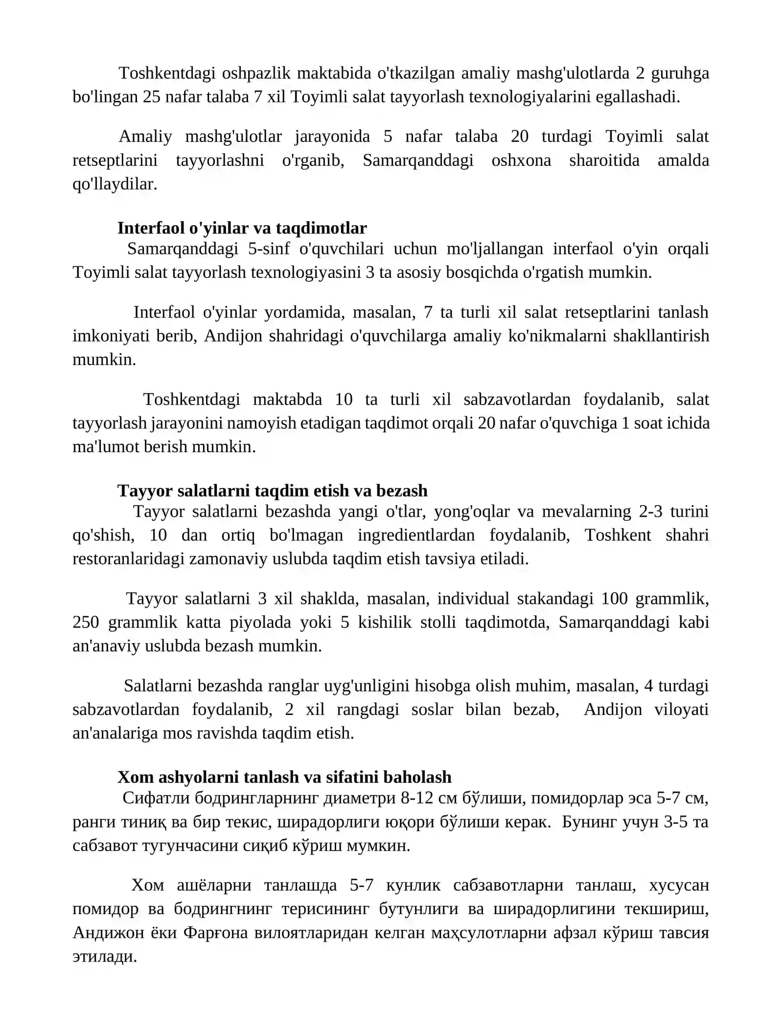 Toyimli Salatlar Tayyorlash Texnologiyasini O'rgatish Uslublari 3