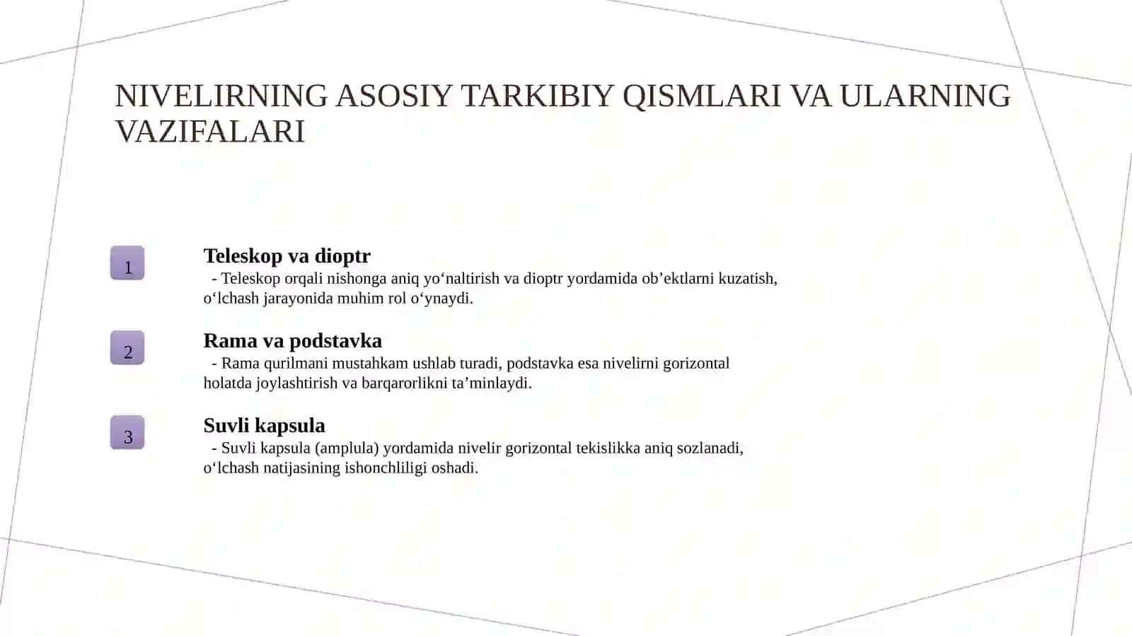 NIVELIR, NIVELIR BILAN BURCHAK ULCHASH 3