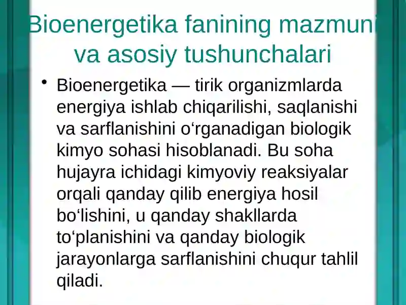 Bioenergetikaning tibbiy ahamiyati 3