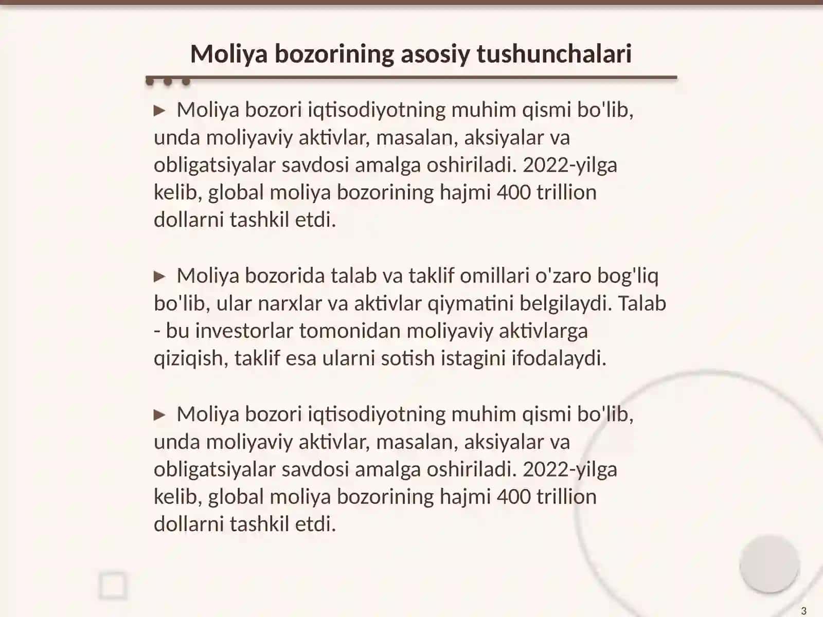 Moliya bozorida talab va taklif omillari 3