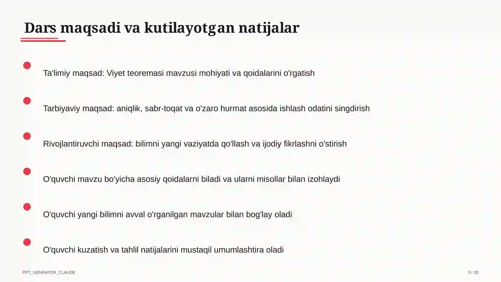 Viyet teoremasi (8-sinf) 3