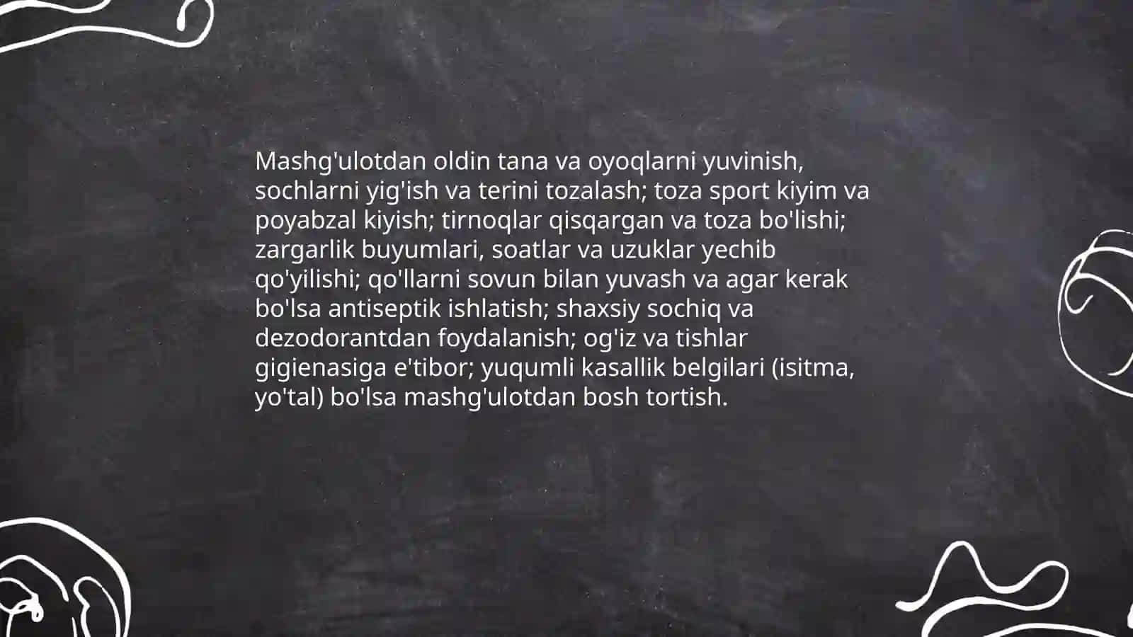 Jismoniy tarbiya darsiga bo'lgan gigienik talablar 3
