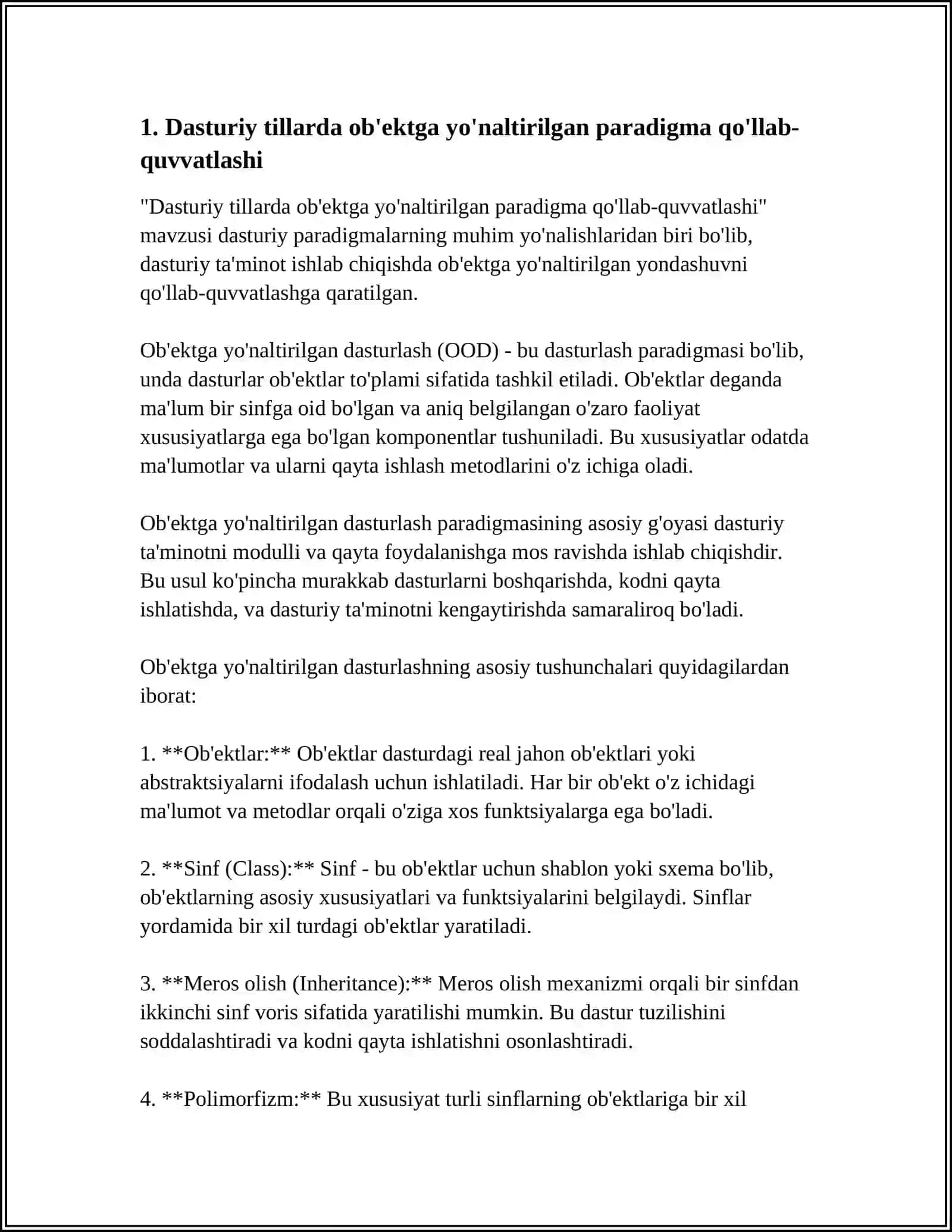 DASTURLAR PARADIGMALARINI QO'LLAB-QUVVATLASH 3