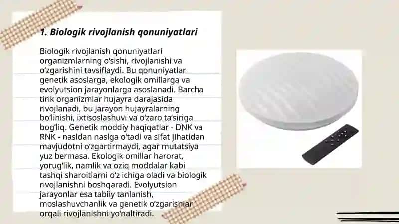 Biologik rivojlanishning umumiy qonunyatlari 3