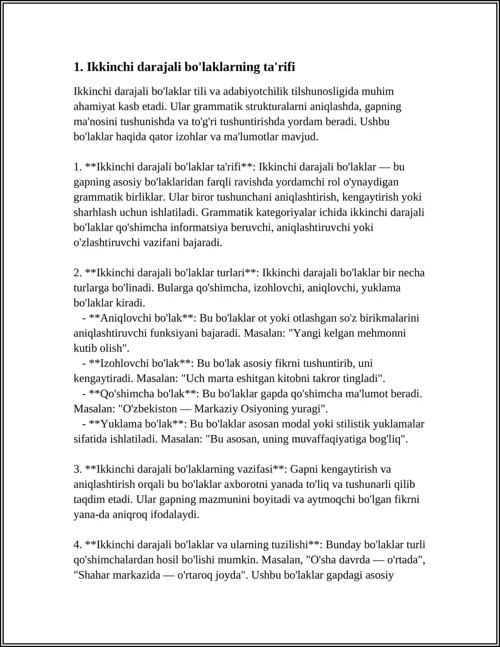 IKKINCHI DARAJALI BO'LAKLAR VA ULARNING XUSUSIYATLARI 3
