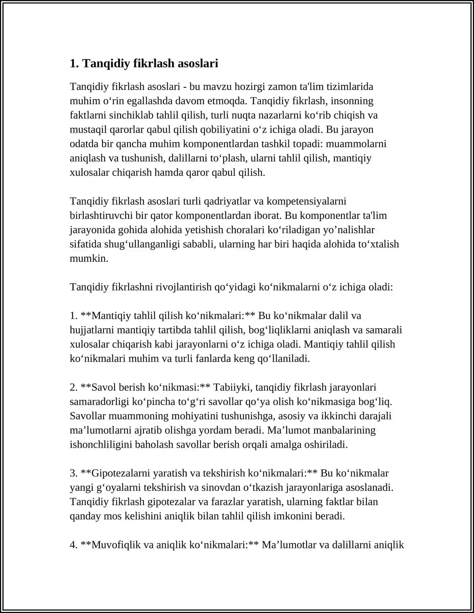 Tanqidiy fikrlash asoslari 3