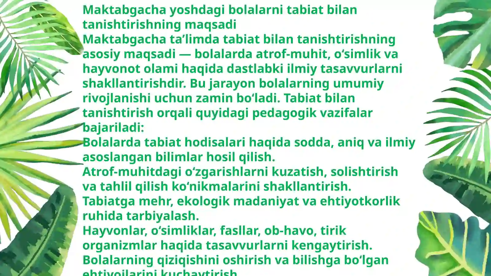 Maktabgacha yoshdagi bolalarni tabiat bilan tanishtirish metod va vositalari 3