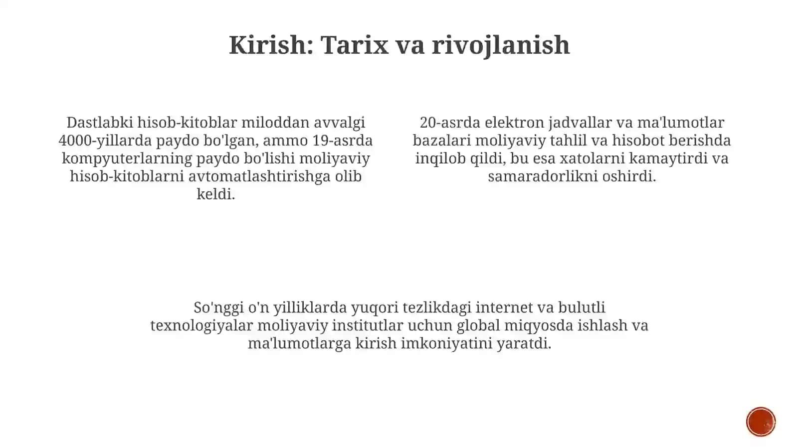 Moliya, solig va buxgalteriya hisobi sohasidagi professional axborot texnologiyalari va tizimlar 3