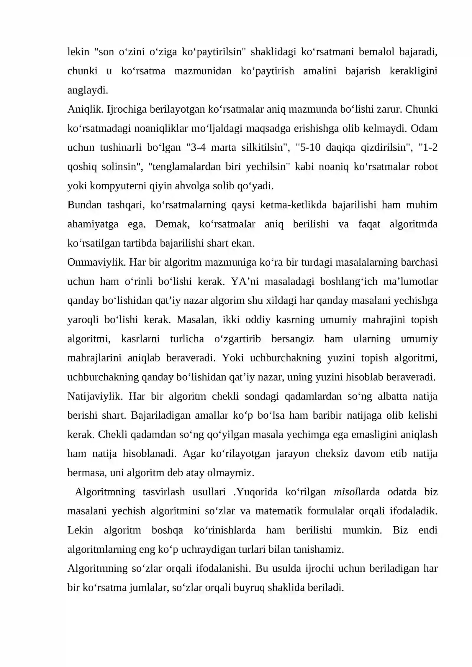 Algoritmning Tushunchasi va Xossalari 3