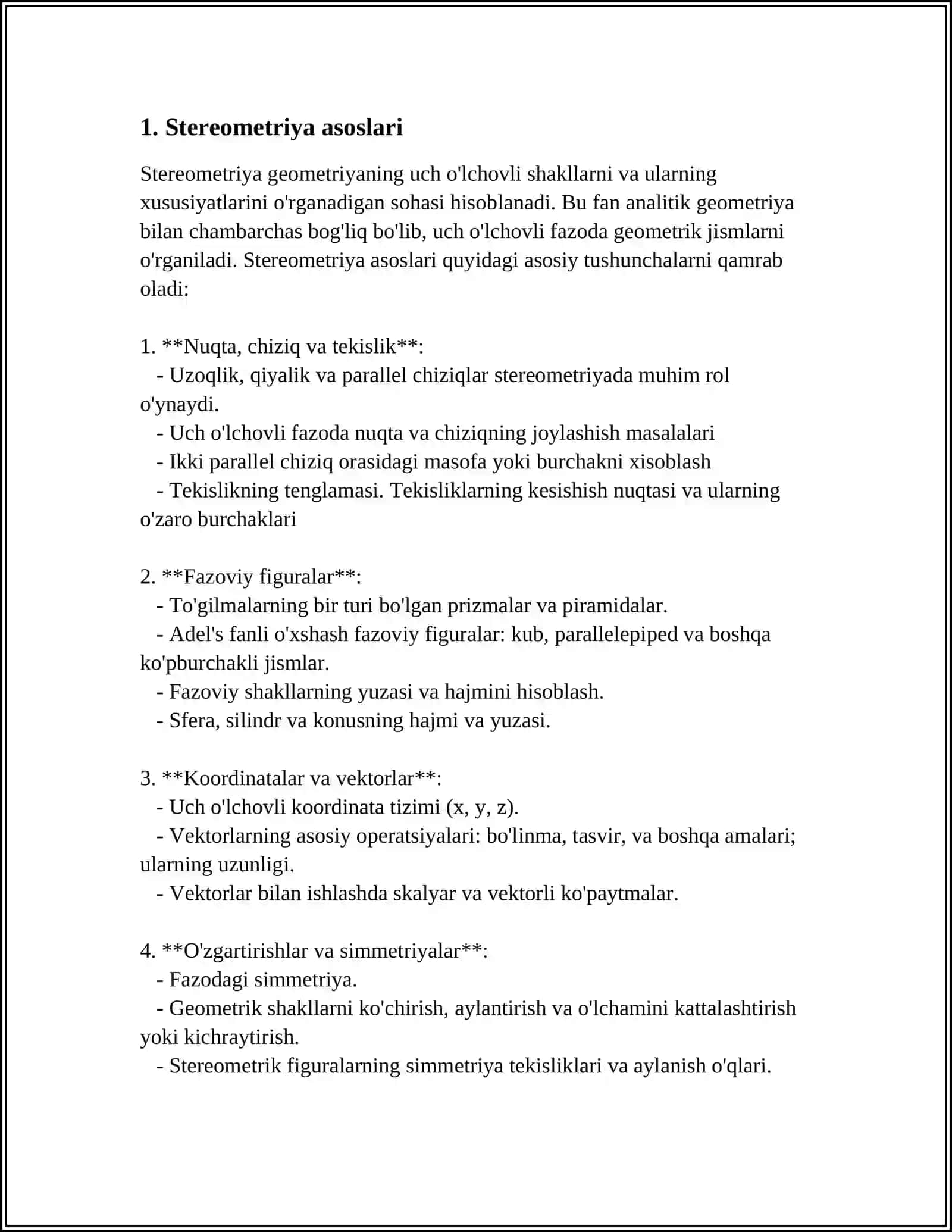 AKADEMIK LITSEYLARDA STREOMETRYANING DASTLABKI MASHGʻULOTLARINI OʻQITISH METODIKASI 3