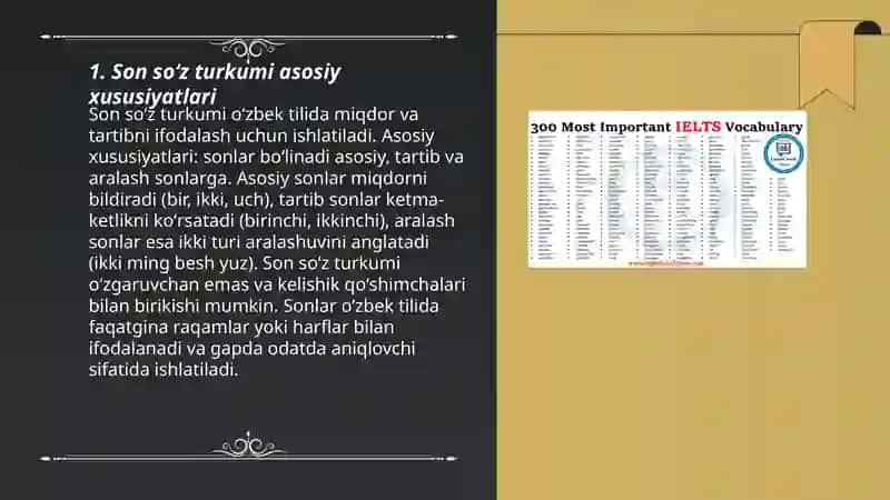 Son soʻz turkumi yuzasidan darlikdagi berilgan ma'lumotlarni tahlil qilish 3