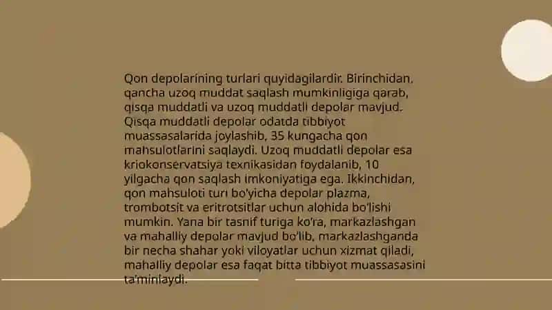 Qon depolari.Limfa Qon oʻrnini bosuvchi suyuqliklar fiziologiyasi 3