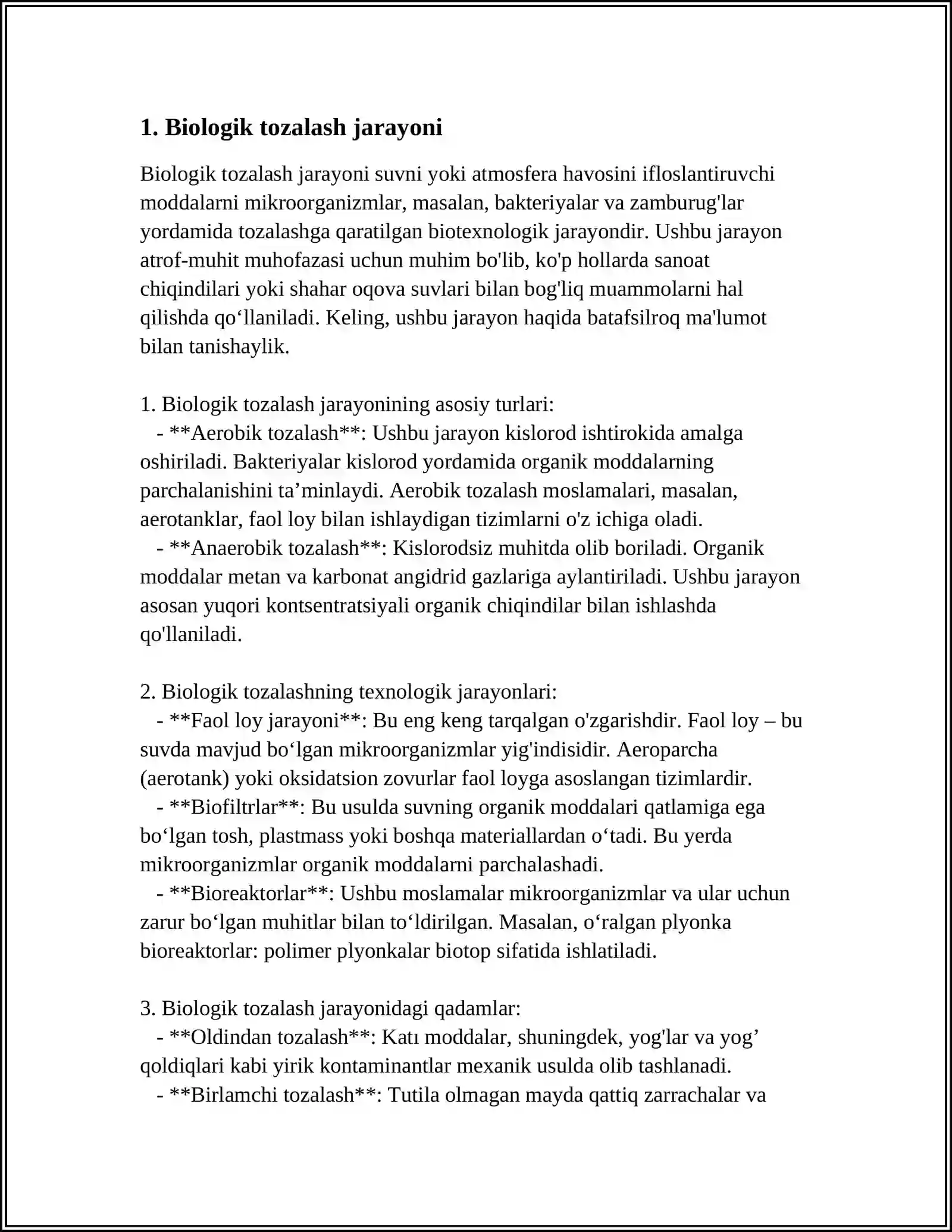 OQAVA SUVLARNI BIOLOGIK TOZALASH 3