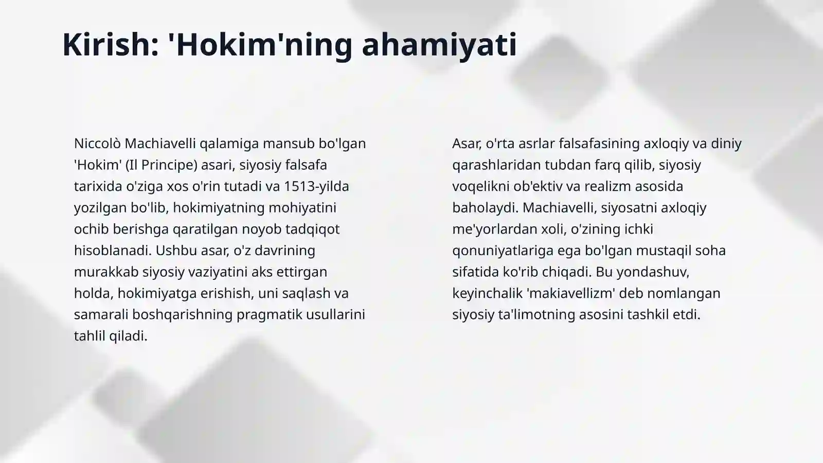 Makiavellining "Xukmdor" asari 3