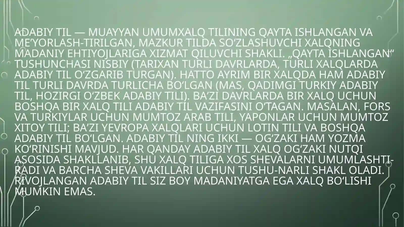 Adabiy tilning oʻqish savodxonligi 3