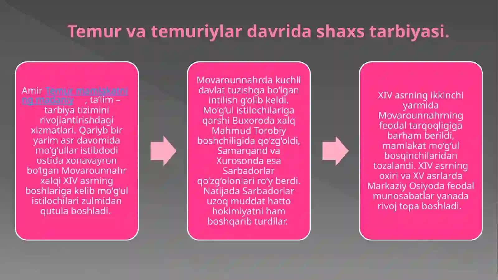 AMIR TEMUR VA TEMURIYLAR DAVRIDA MADANIYAT, TA’LIM-TARBIYA MASALALARI 3
