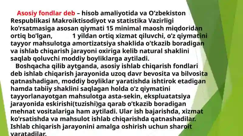 Korxona ning asosiy fondlari va ishlab chiqarish quvvatlari 3