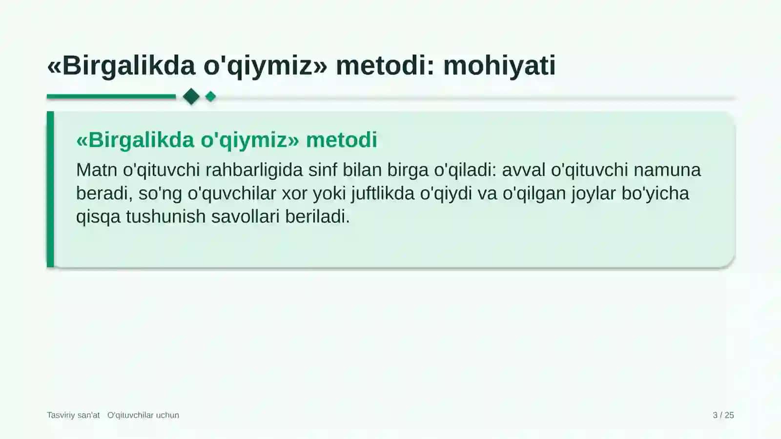 tasviriy san'at darslarida birgalikda o'qiymiz metodidan foydalanish 7230 3