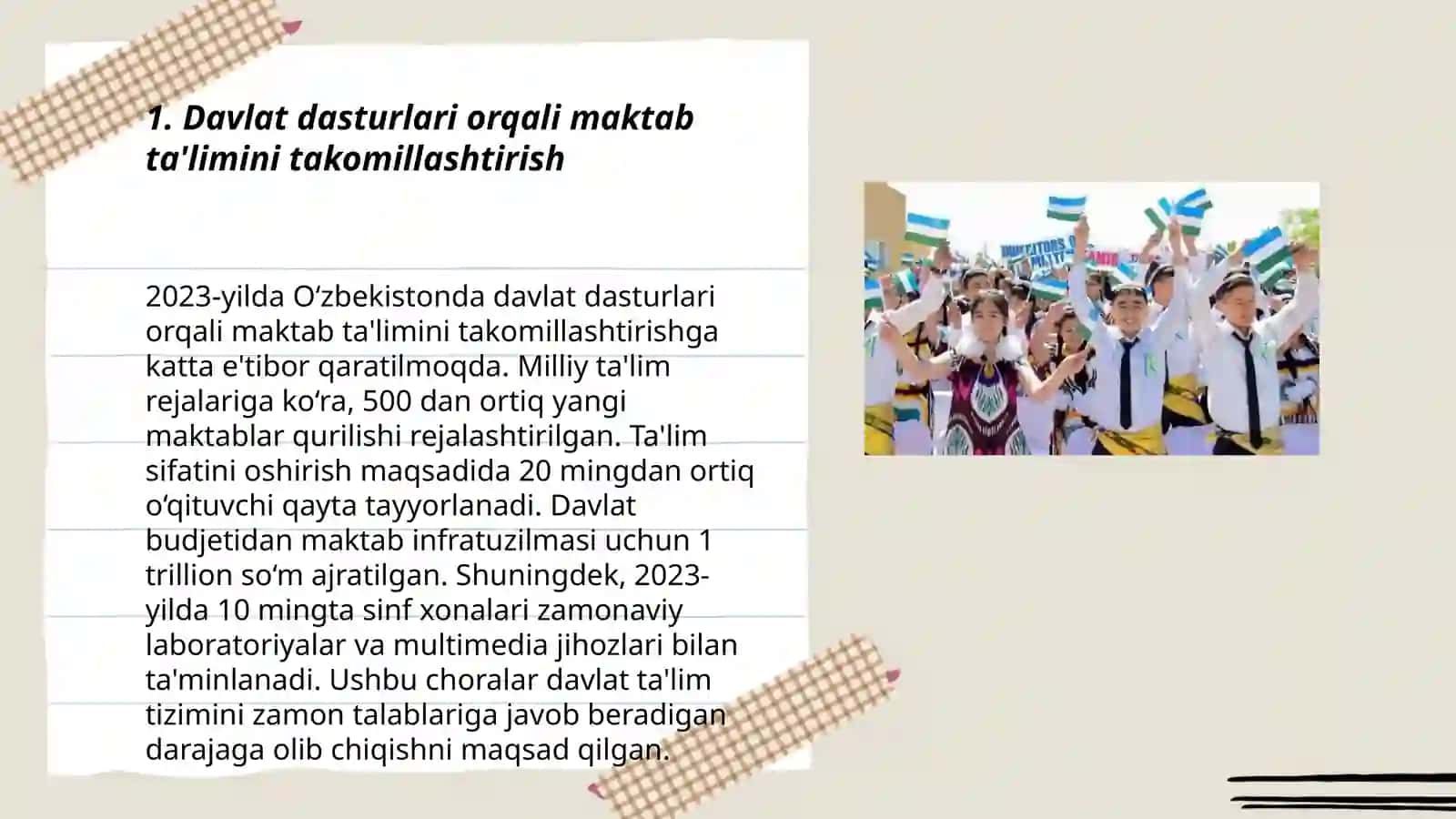 Davlatimizning yosh avlodni tarbiyalash va sog'ligini himoya qilish yo'lida olib borayotgan ishlari 3