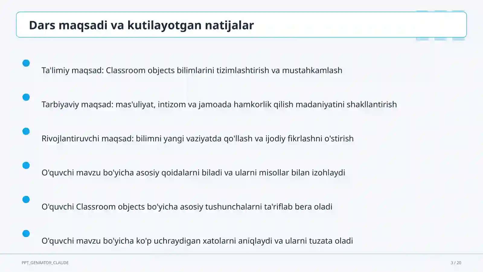 Classroom objects (2-sinf) 3