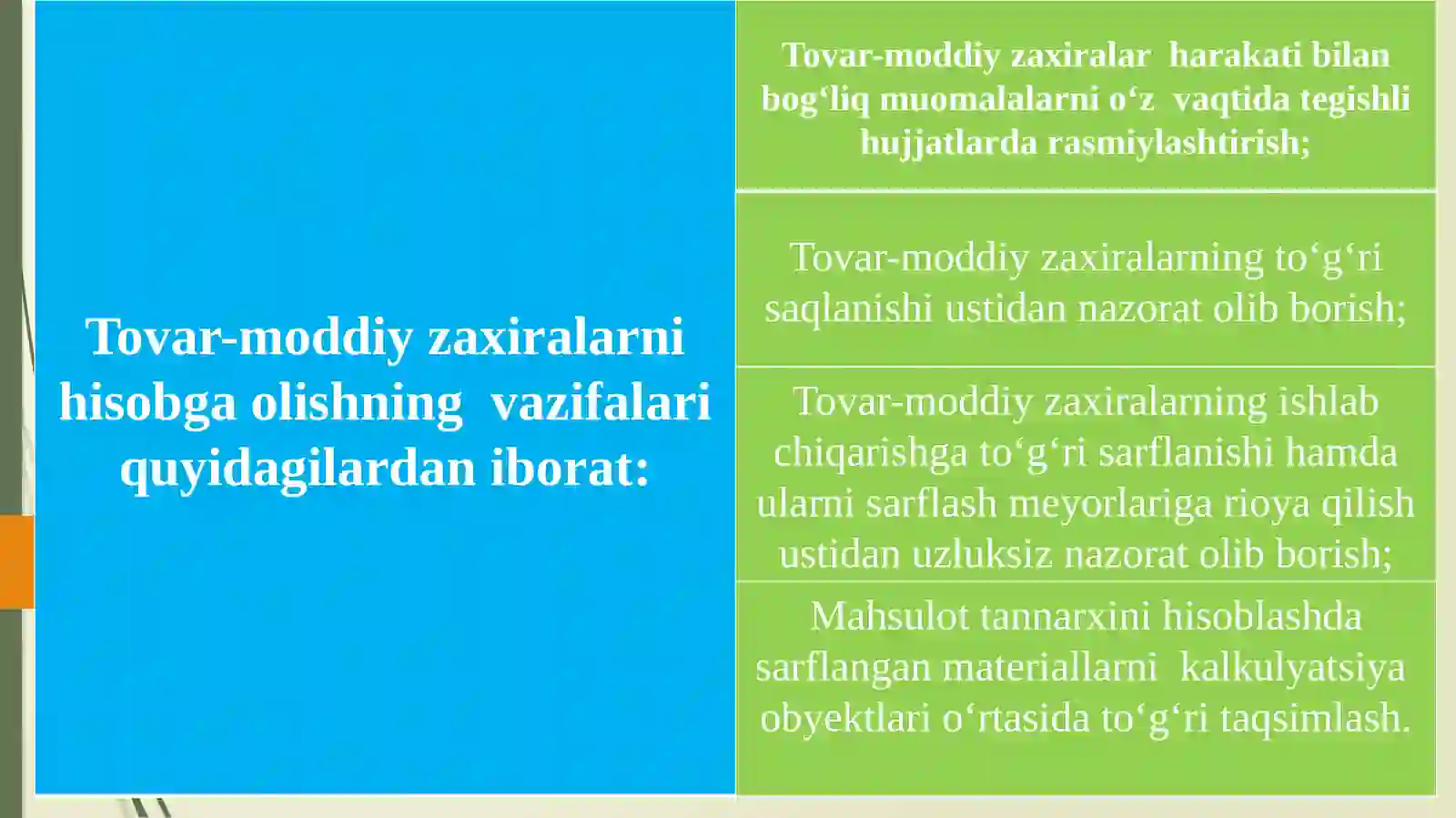 Materiallar hisobi 3