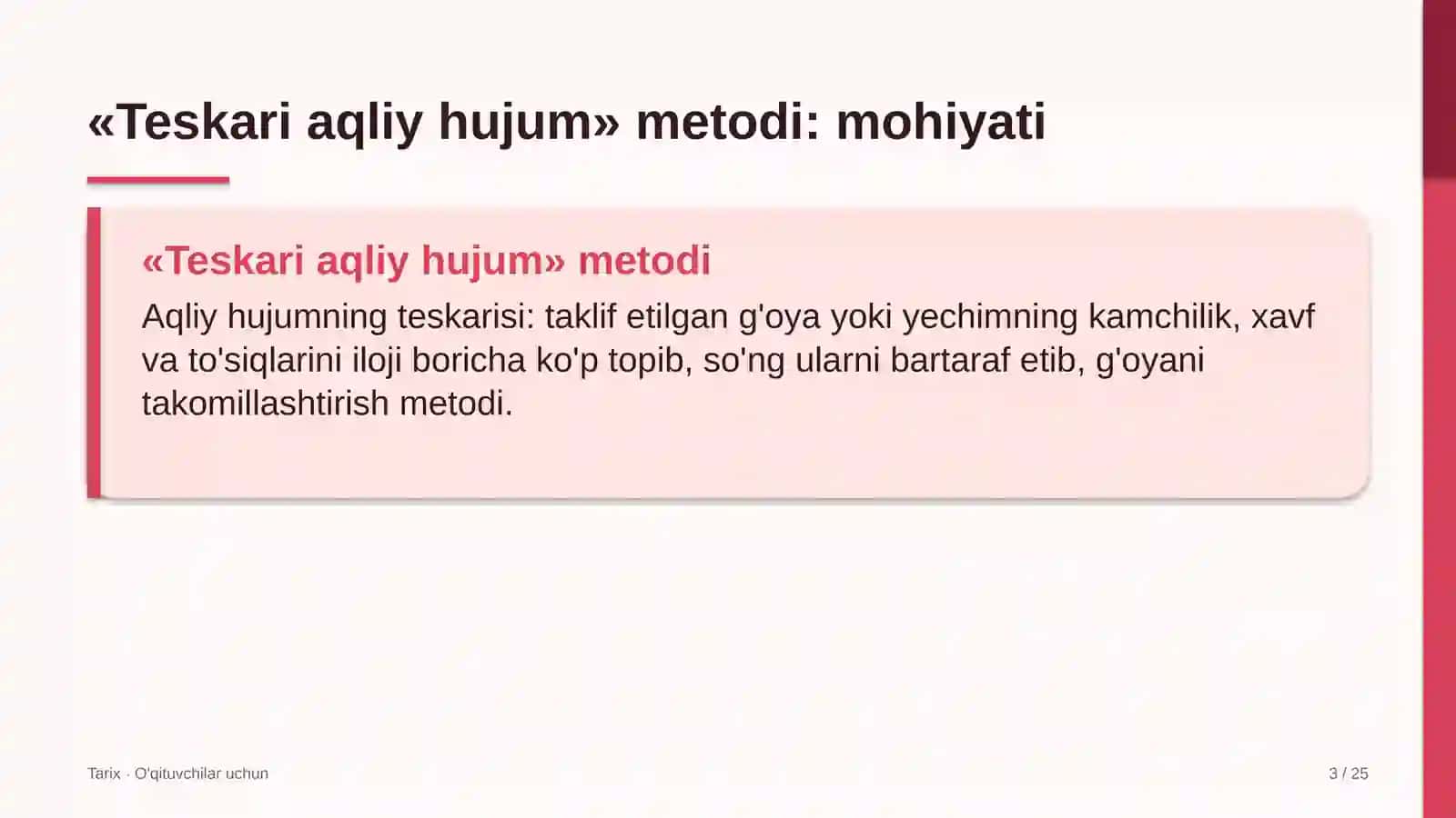 tarix darslarida teskari aqliy hujum metodidan foydalanish 7979 3