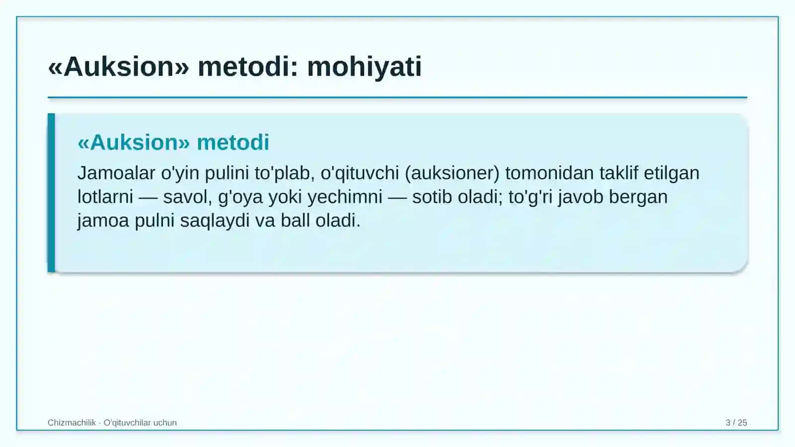 chizmachilik darslarida auksion metodidan foydalanish 7732 3
