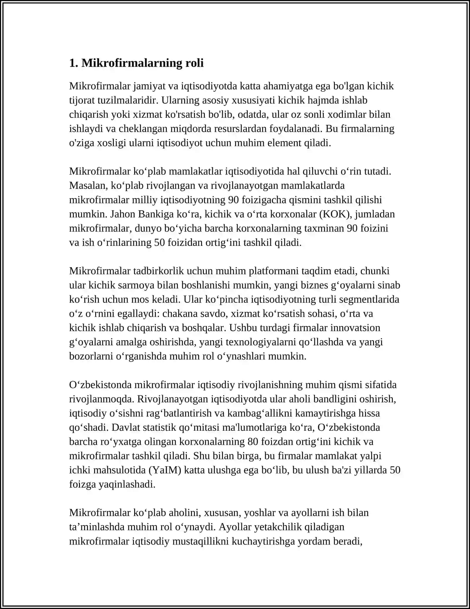 MIKROFIRMALAR VA KICHIK KORXONALAR 3