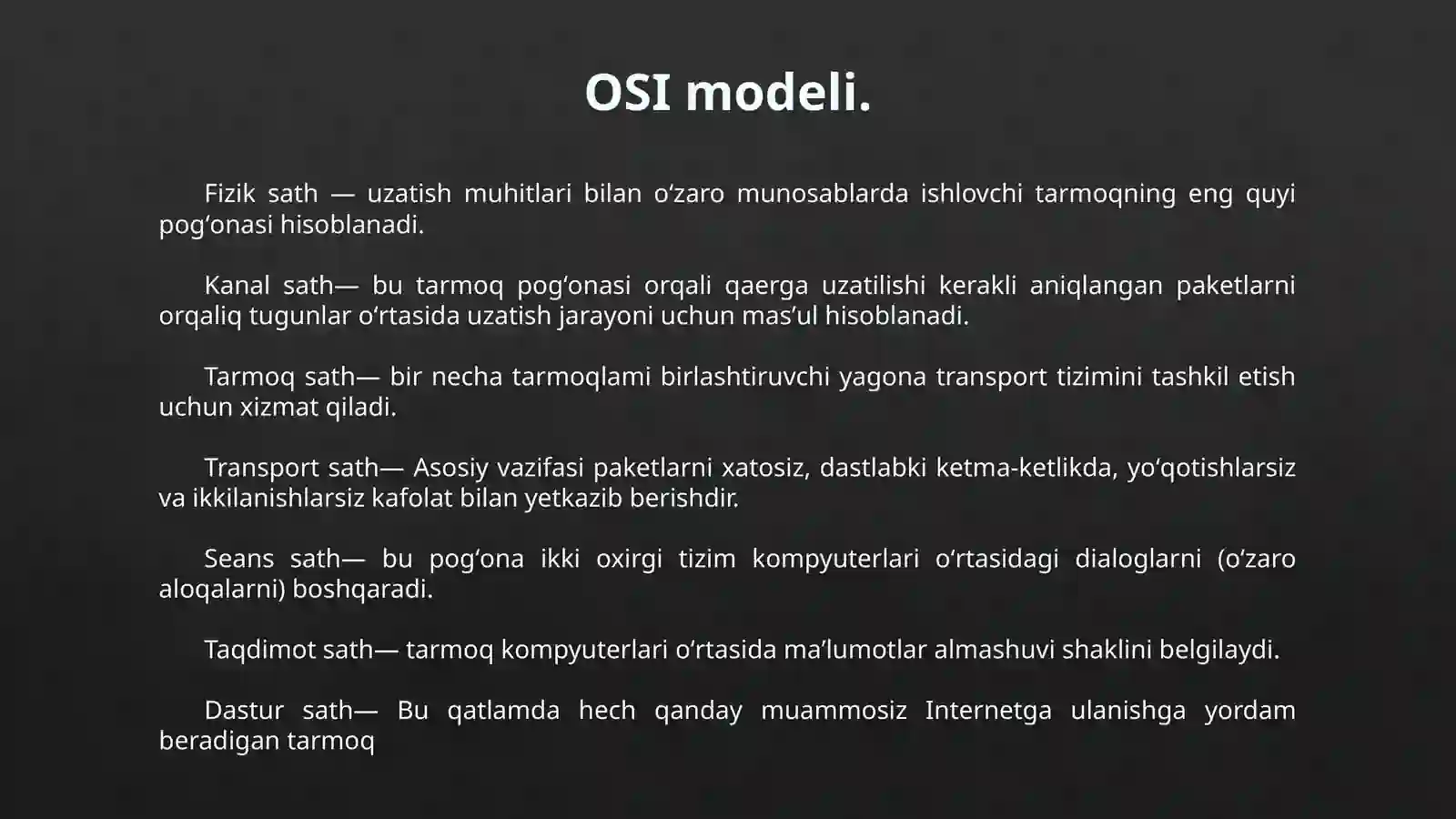 OSI va TCP/IP Modellari: Tarmoq Xavfsizligidagi O'rni 3