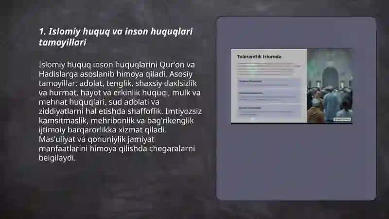 Islomda inson huquqlari himoyasi Ijtimoiy tenglik adolat va tolerantlik 3