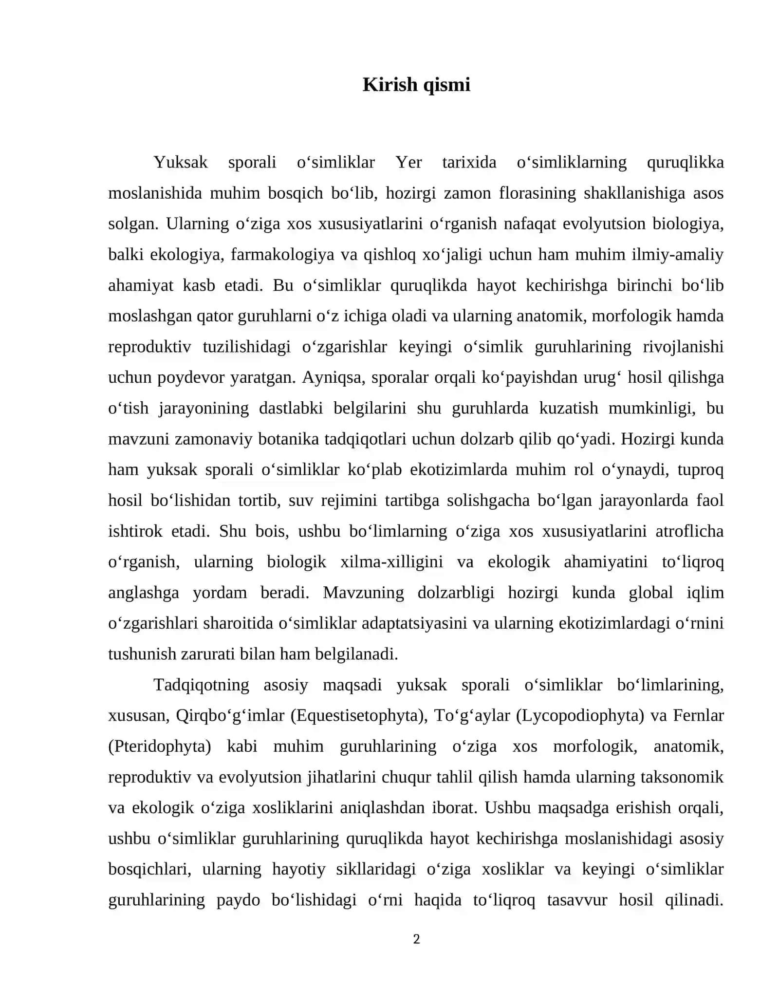 Yuksak sporali oʻsimliklar boʻlimlarining oziga xos xususiyatlari. 3