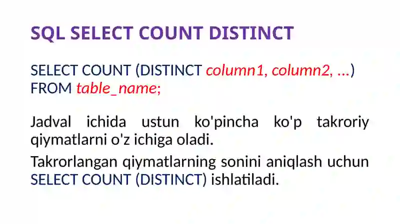 SQL SELECT DISTINCT Operatori 3