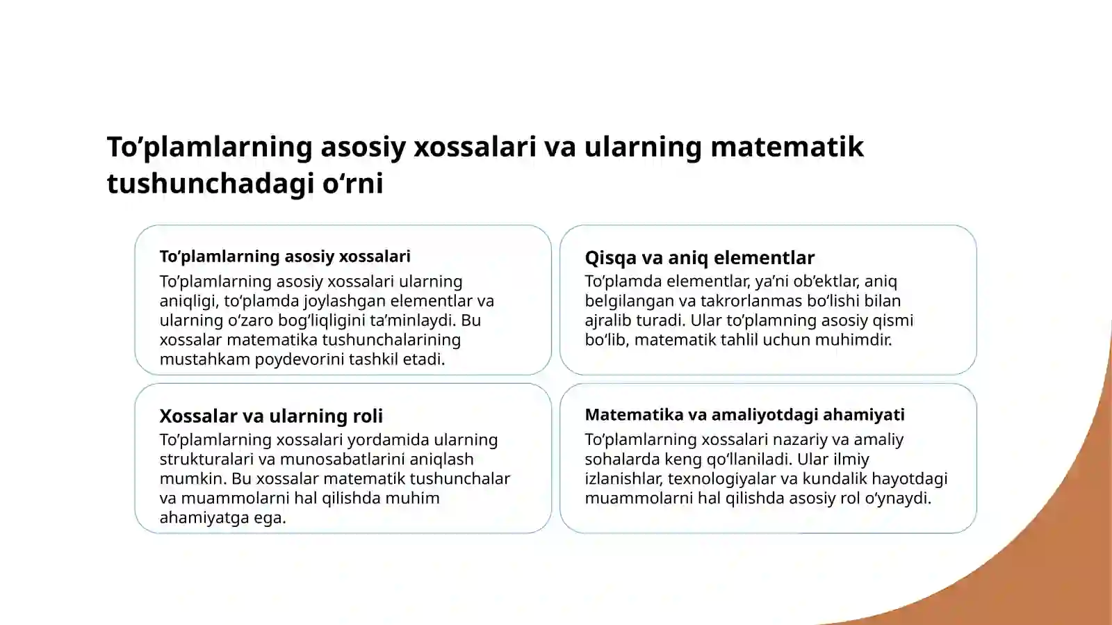 To’plamlar va ularning xossalari 3