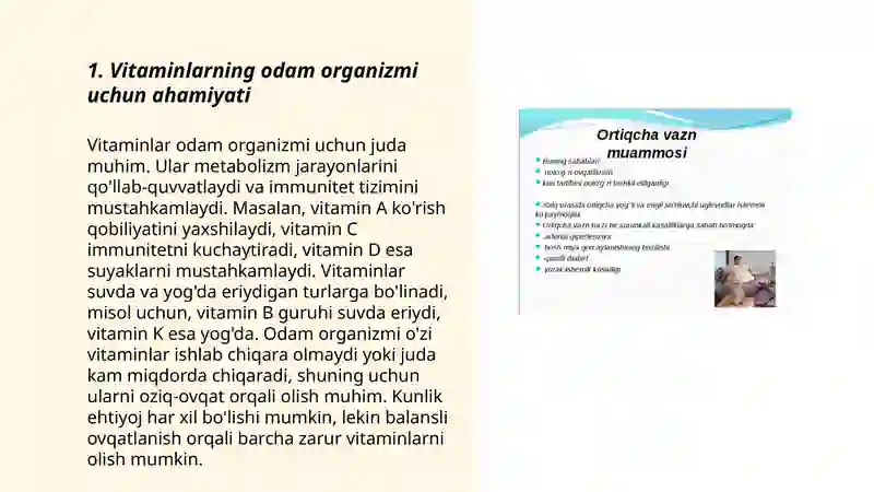 Vitaminlar, ovqatlanish ratsionini rejimi va tartibiga doir masala va mashqlar 3