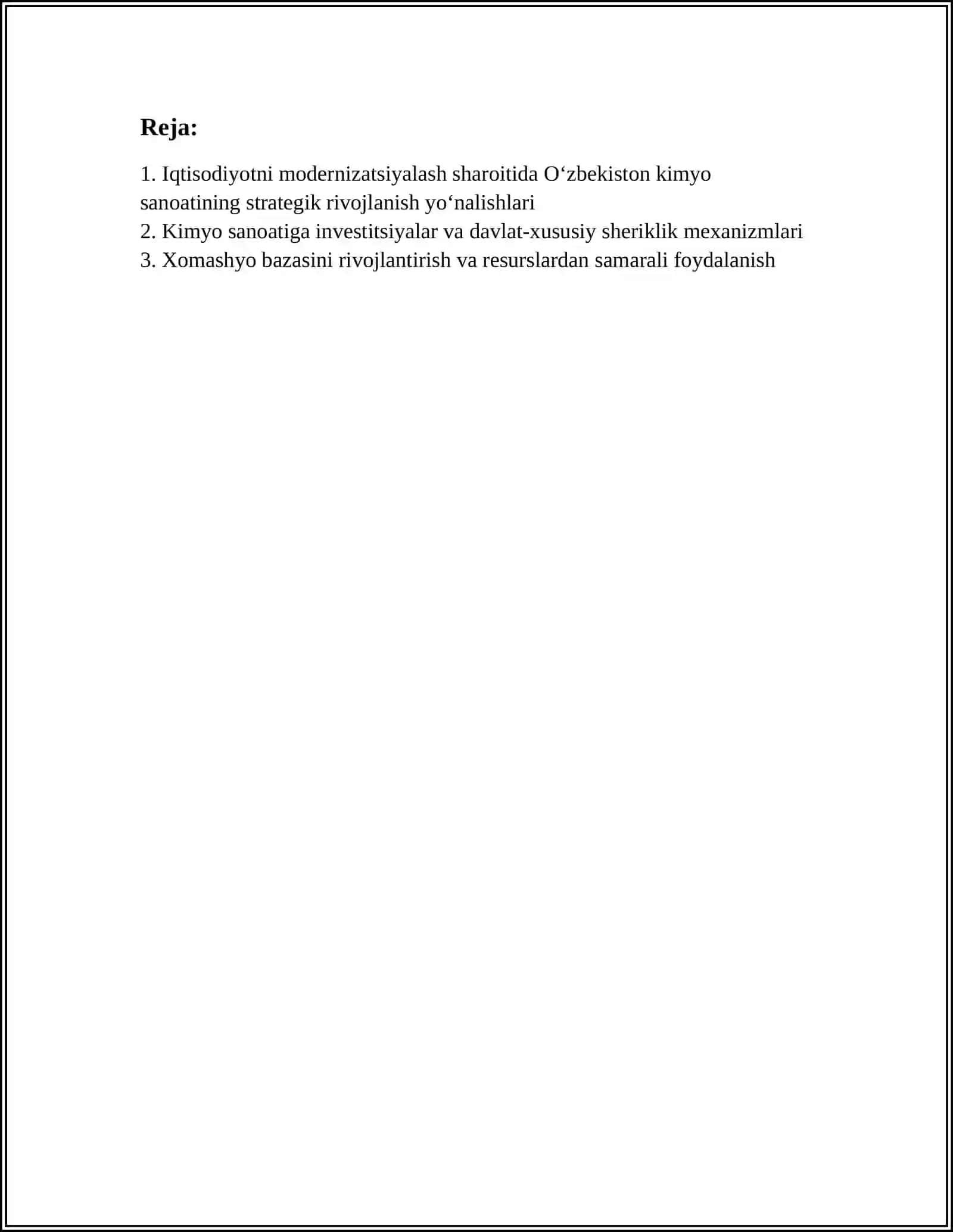 IQTISODIYOTNI MODERNIZATSIYALASH SHAROITIDA O’ZBEKISTON KIMYO SANOATINING RIVOJLANISHI 3