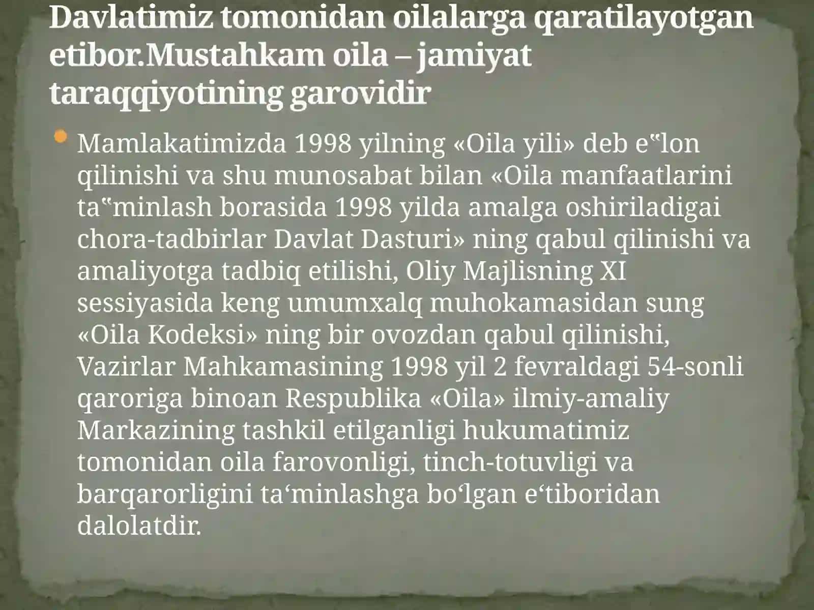 Bolali oilalarning davlat tomonidan qo'llab quvvatlashning xuquqiy asoslari 3