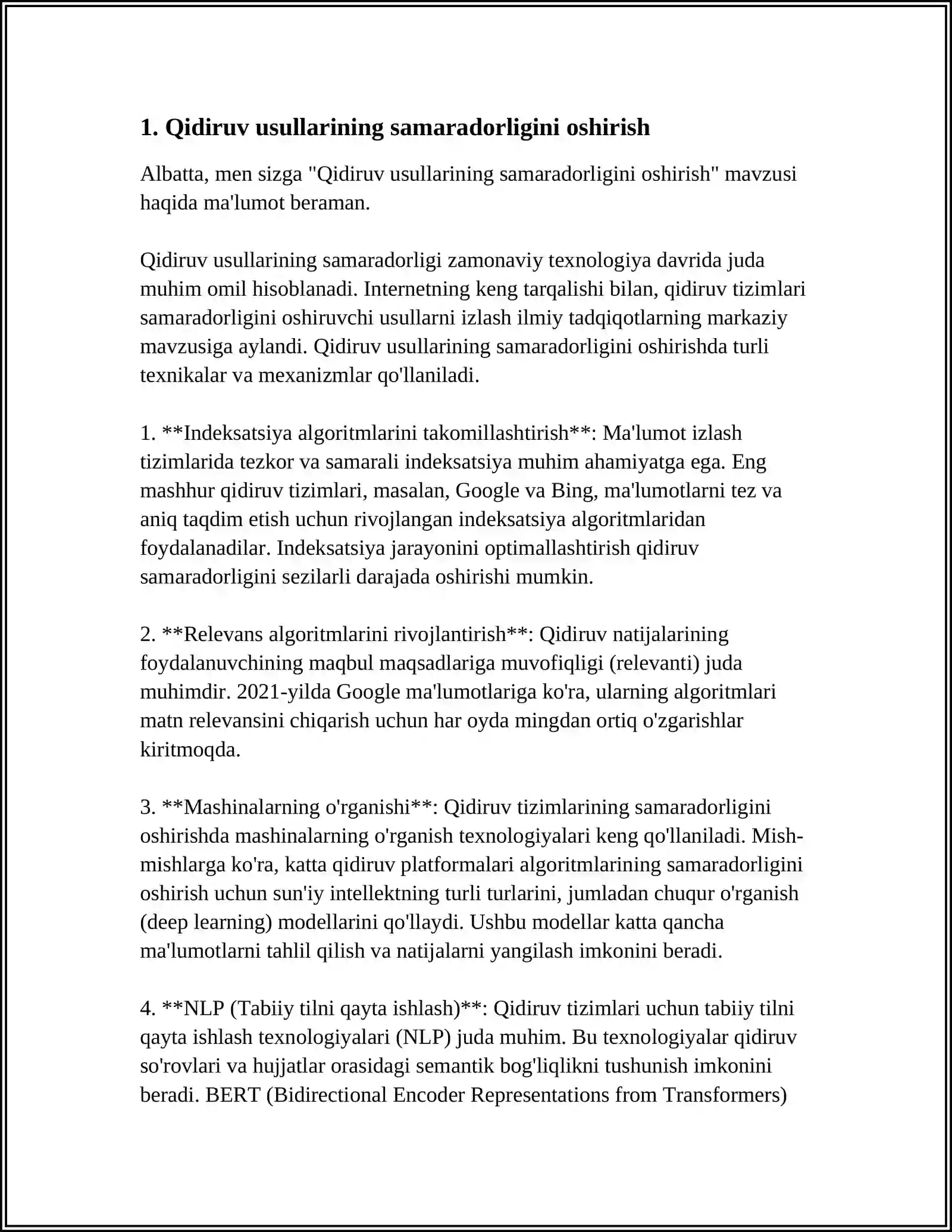 EFFICIENCY AND OPTIMIZATION OF SEARCH METHODS 3