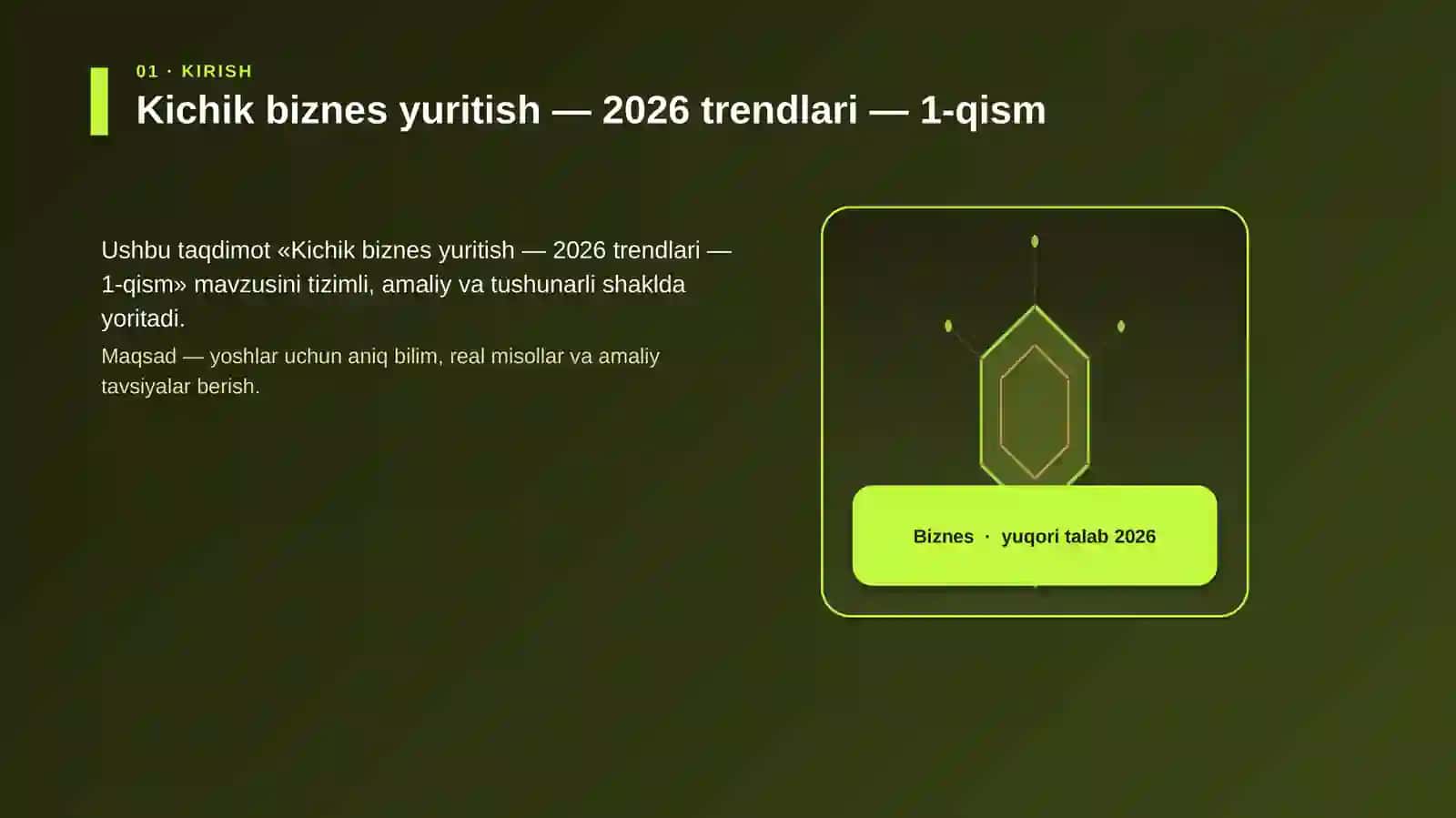 Kichik biznes yuritish — 2026 trendlari — 1-qism 3