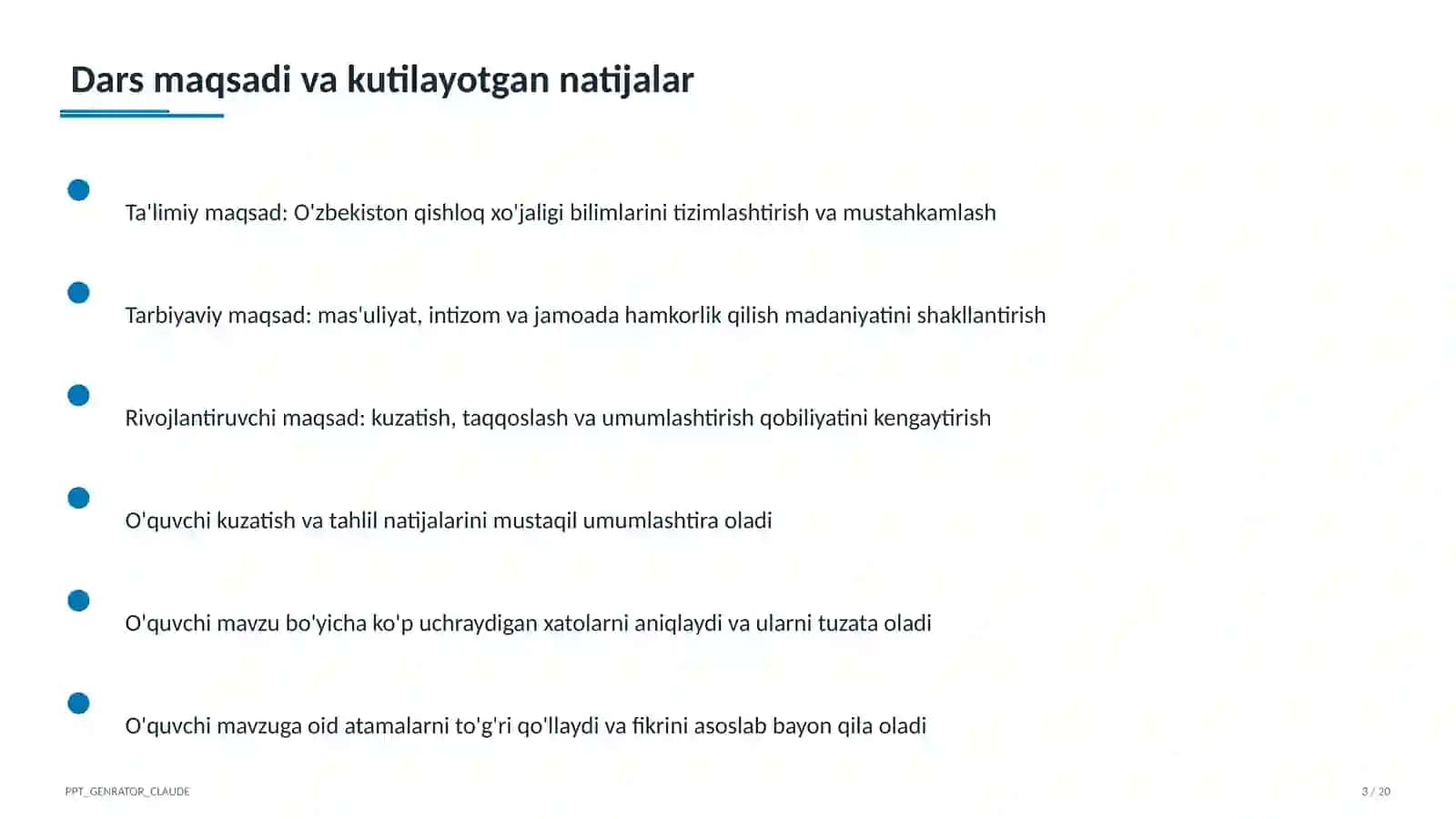 O'zbekiston qishloq xo'jaligi (9-sinf) 3