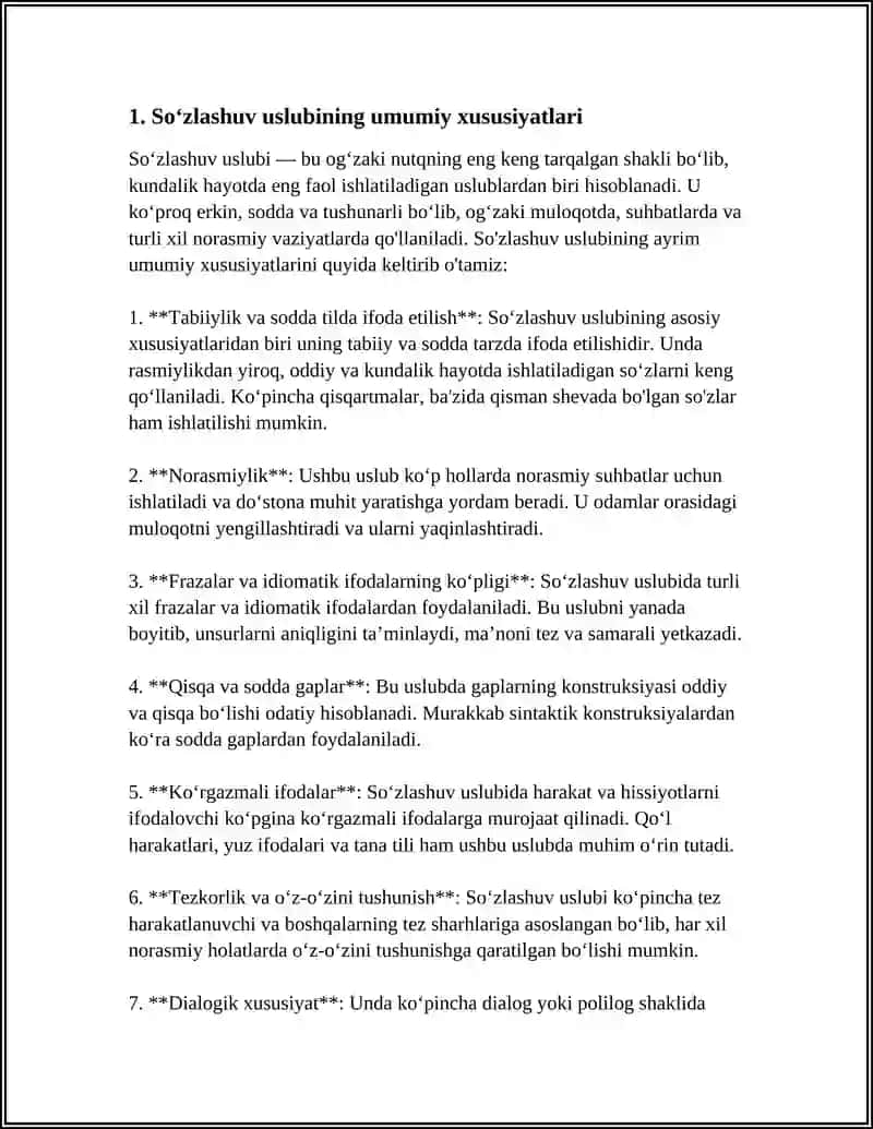 SOʻZLASHUV USLUBI VA UNING XUSUSIYATLARI.SHEVAGA XOS SOʻZLAR 3