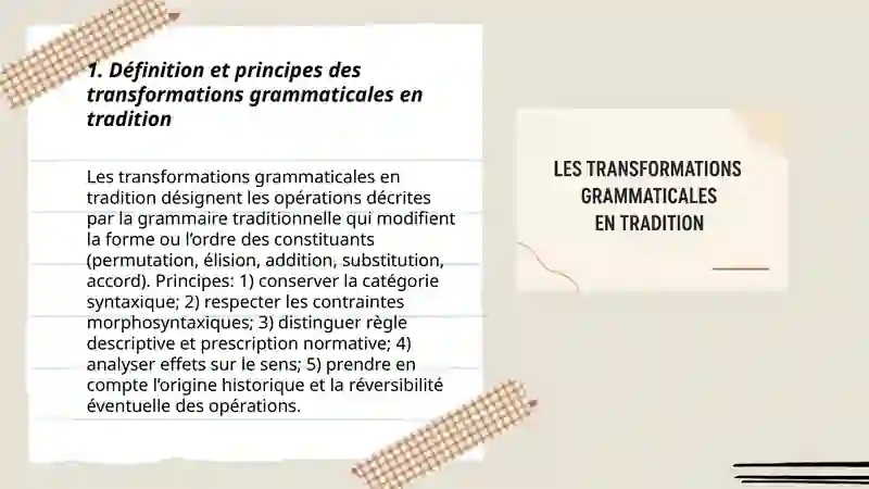 Les transformations grammaticales en tradition 3