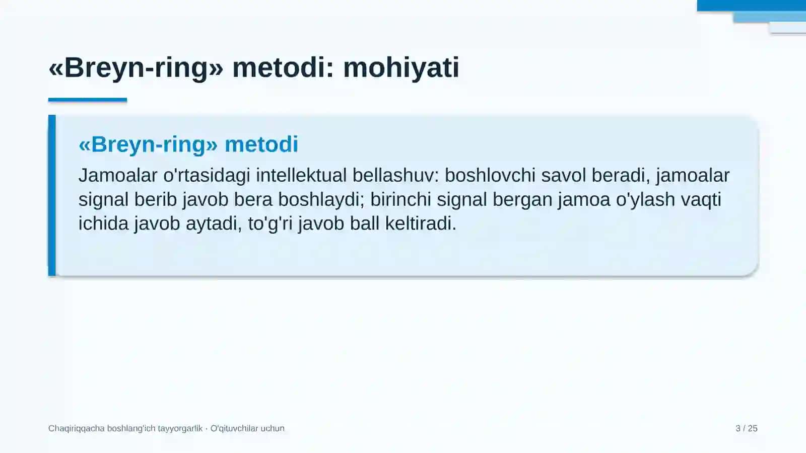 chaqiriqqacha boshlang'ich tayyorgarlik darslarida breyn ring metodidan foydalanish 4213 3