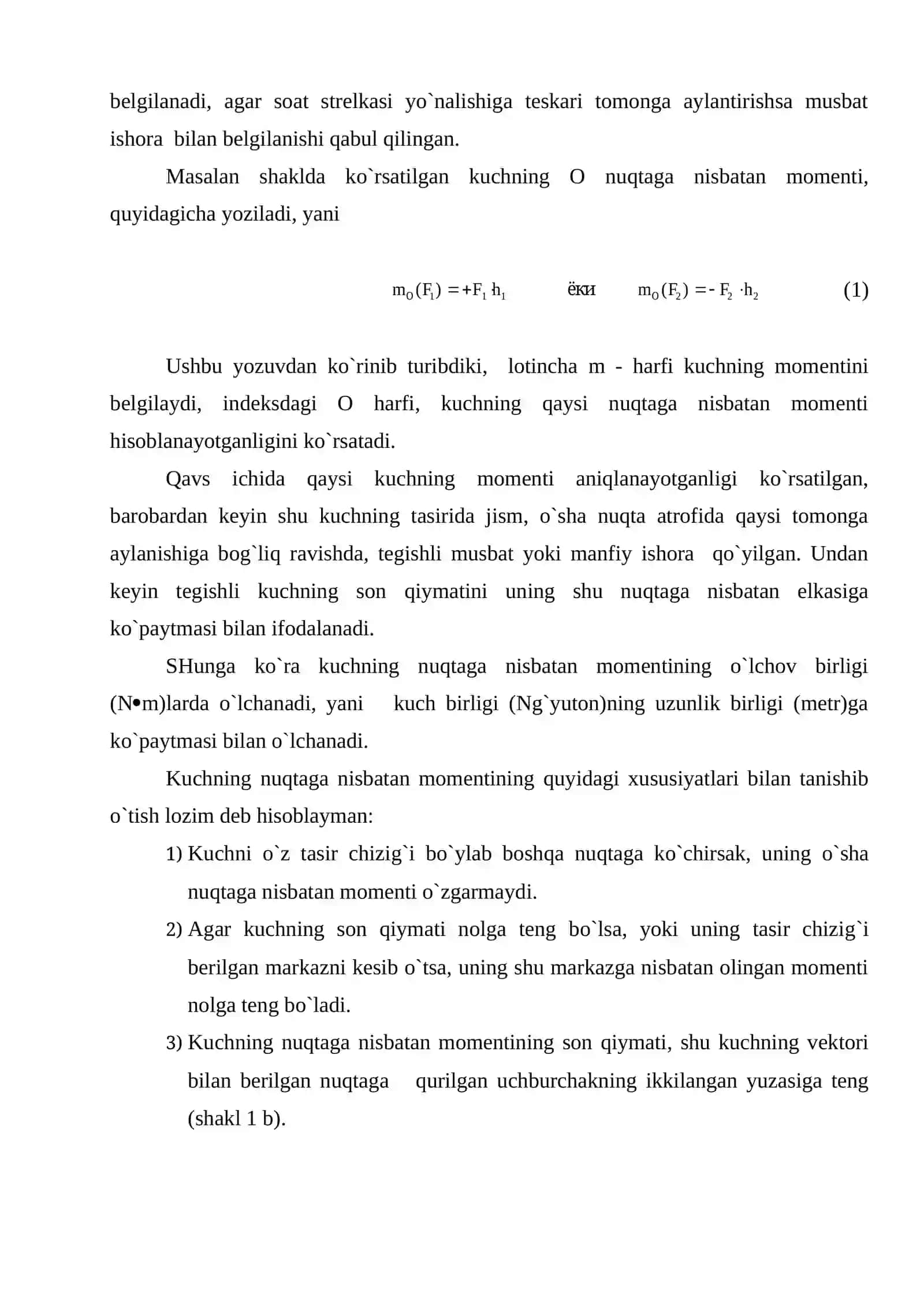 Kuchning nuqtaga va o`qqa nisbatan momenti 3