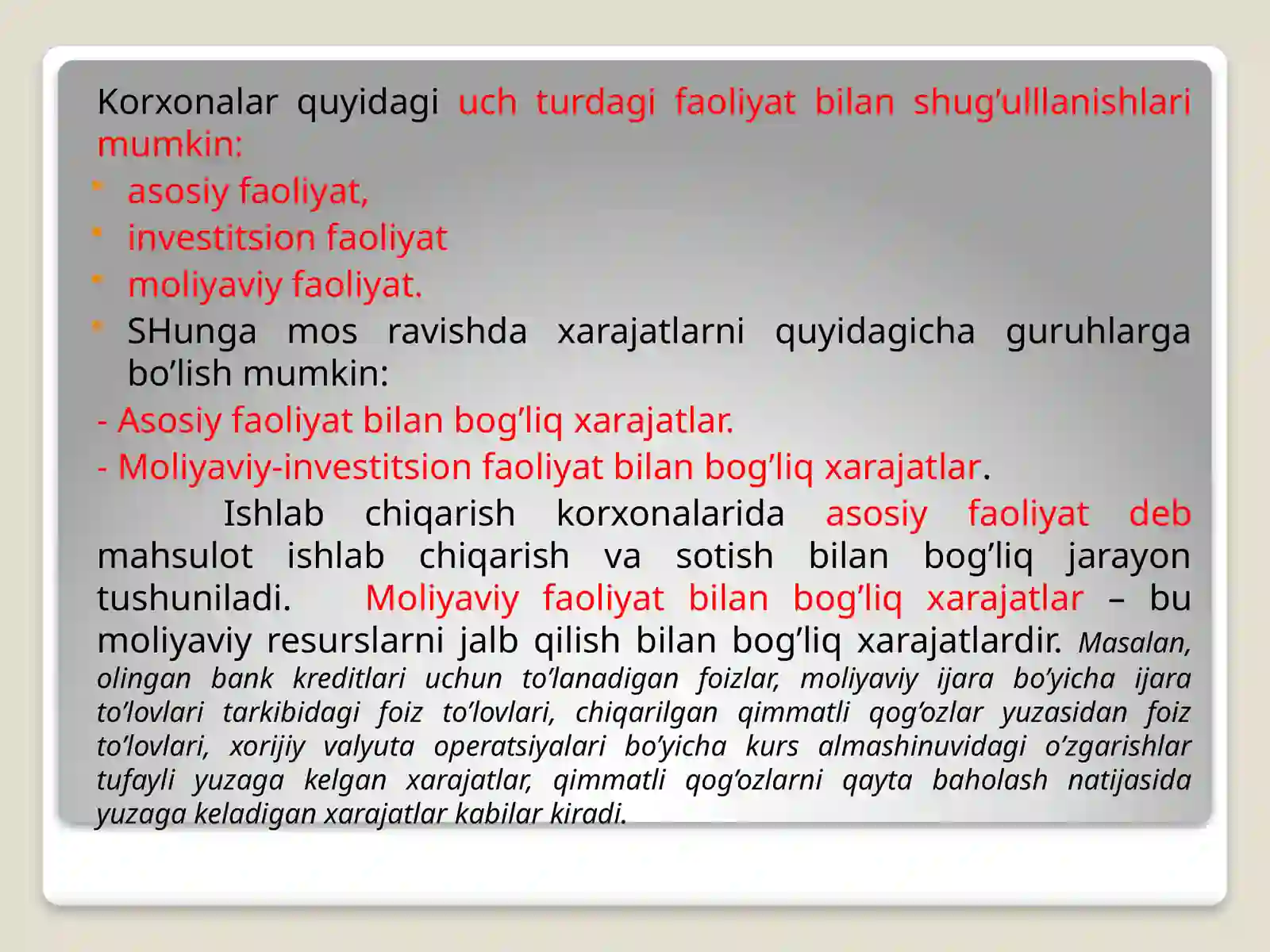 Xarajatlar hisobi 3