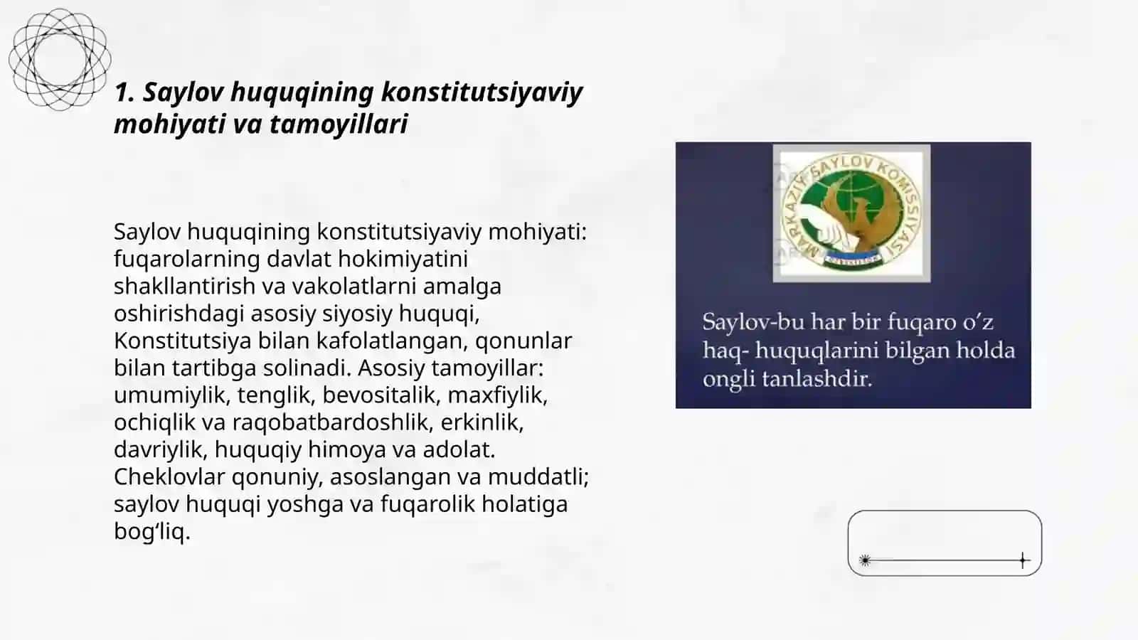 Saylov huquqining konstitutsiyaviy asoslari va tizimi 3