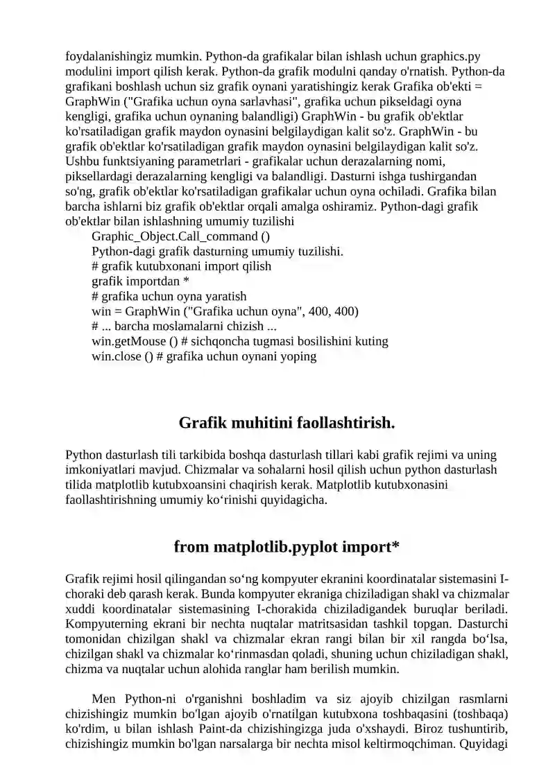 Python Dasturlash Tili Tarkibida Grafiklar Chizish va Ularni Qayta Ishlash 3