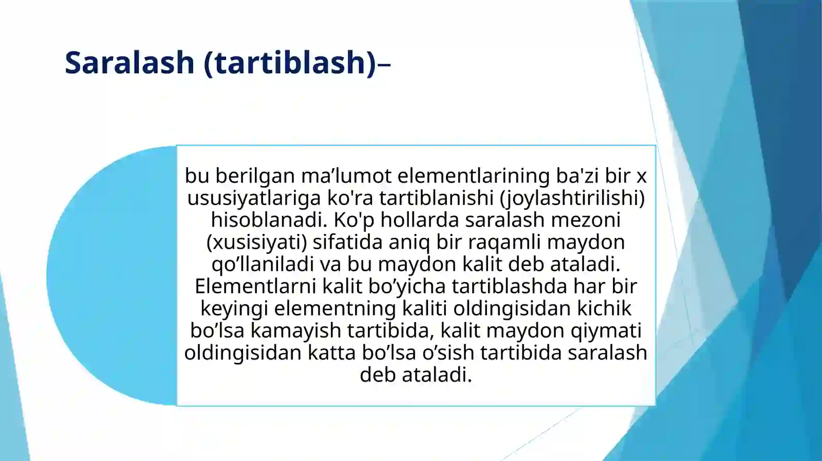 Saralash usullari 3